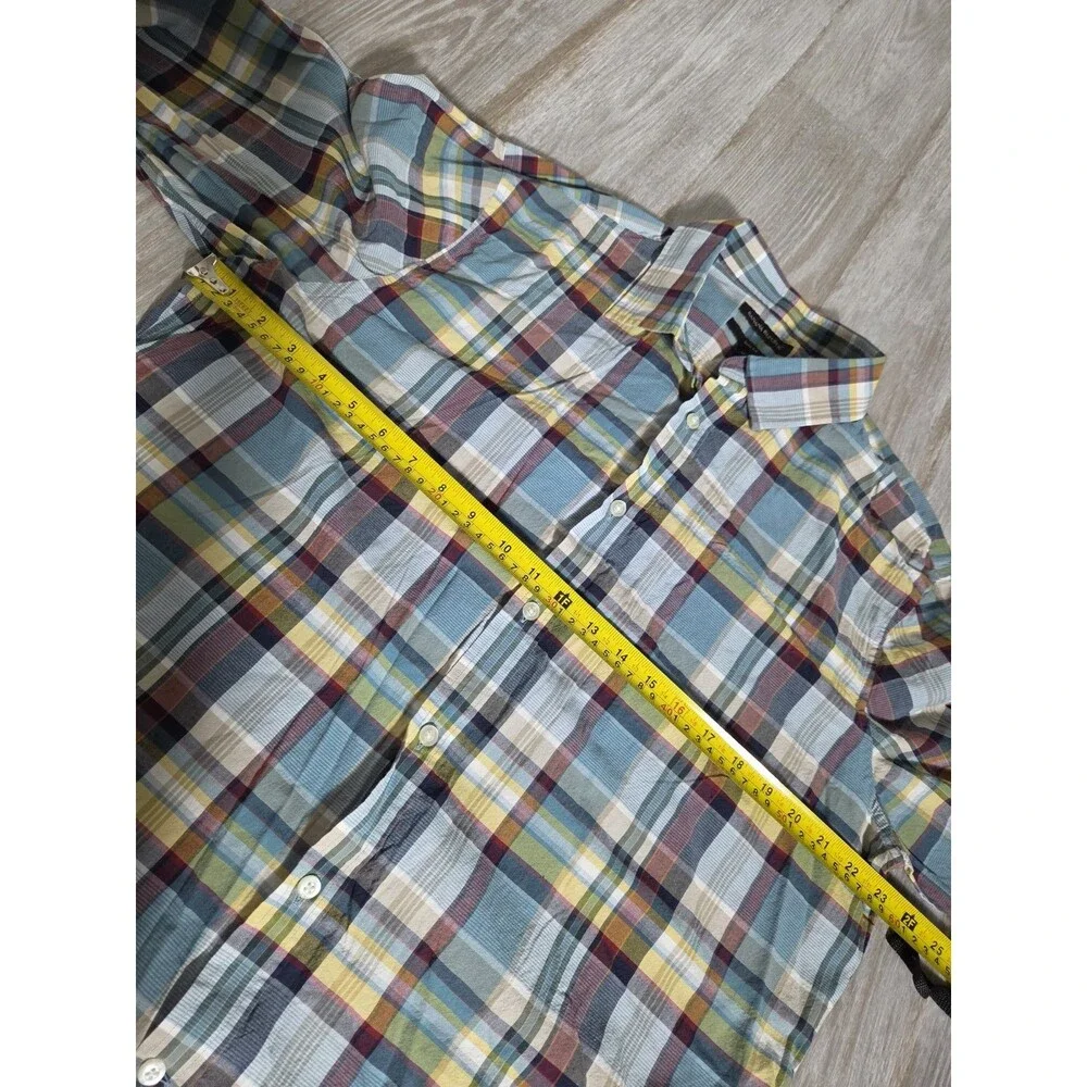 Banana Republic Slim Fit Plaid Button Up Shirt Blue Multicolor Cotton Mens XL